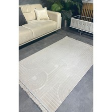 Luxess Dizayn 1090 Bej Kaymaz Taban Kesme Yolluk Mutfak Halısı Modern Salon Halısı