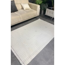 Luxess Dizayn 1090 Krem Kaymaz Taban Kesme Yolluk Mutfak Halısı Modern Salon Halısı