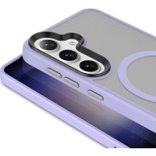 Galaxy S24 Kılıf Sert Pc Arka Yüzey Wireless Şarj Özellikli Hgea Flet Magsafe Kapak-Gri