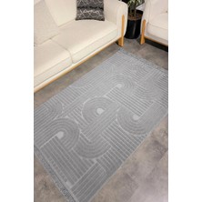 Luxess Dizayn 1090 Gri Kaymaz Taban Kesme Yolluk Mutfak Halısı Modern Salon Halısı