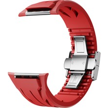 Apple Watch Ultra 49MM KRD-127 Metal Tokalı Silikon Kordon-Turuncu