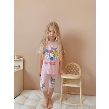 Kız Çocuk Kısa Taytlı Hello Kitty Kuromi Basklı Pamuk Takım