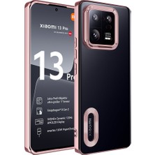 Xiaomi Mi 13 Pro Kılıf Kamera Korumalı Logo Gösteren Hgea Omega Kapak-Rose Gold