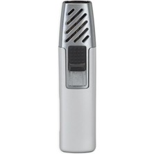 Premiumquality Gümüş-Gunmetal Tek Torch Pürmüz Metal Puro Çakmağı