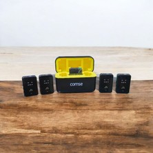 SX13 4 Mikrofonlu Iphone ve Type-C Uyumlu Kablosuz Yaka Mikrofonu Şarj Göstergeli Gürültü Azaltma 100 Metre