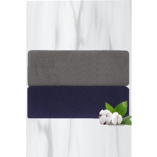 2 Li Lüks El Yüz Havlu Seti 50X90 cm %100 Pamuklu Gramajlı Grinja