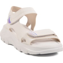 Beyaz Cırtlı Kadın Sandalet T-006 Z