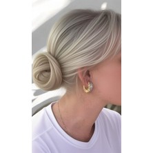 Solène Stella Zirkon Taşlı Rose Gold-Silver Çelik Küpe