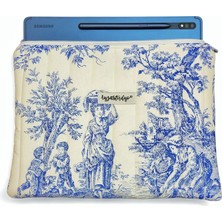 iPad 10.2/10.9/11/12 Inç Air/pro Samsung Uyumlu Kapitone Tablet Kılıfı - Eski Zamanlar Mavi 30X24CM