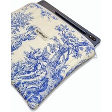 iPad 10.2/10.9/11/12 Inç Air/pro Samsung Uyumlu Kapitone Tablet Kılıfı - Eski Zamanlar Mavi 30X24CM