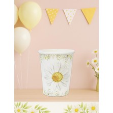 Papatya Temalı Bardak Karton Doğum Günü Bardağı 8'li