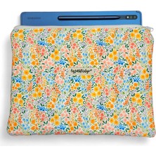 Rengarenk Çiçek Bahçesi Desenli Tablet Çantası, 10-12 Inç Uyumlu Pofuduk iPad Çantası