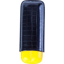 Cohiba Sarı Siyah Timsah Desenli Ikili Deri Puro Kılıfı