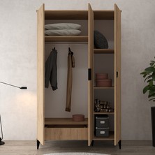 6301 Neva 3 Kapılı 200 cm Gizli Çekmeceli Gardırop , Elbise Dolabı , Genç Odası