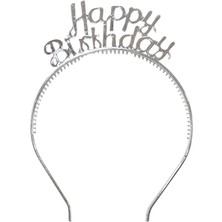 Parti Adresi Happy Birthday Taç Gözlük Set Doğum Günü Parti Aksesuarı Gümüş