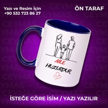 Kişiye Özel Isimli Aile Huzurdur Baskılı Hediyelik Renkli Kupa Bardak