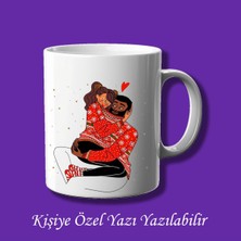Sevgili ve Eşlere Özel Çift Tasarımlı Isme Özel Baskılı Renkli Kupa Bardak