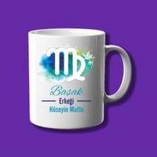 Kişiye Özel Astroloji Tasarımlı Başak Erkeği Baskılı Isimli Kupa Bardak