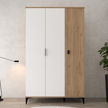 6303 Neva 3 Kapılı 200 cm Gizli Çekmeceli Gardırop , Elbise Dolabı , Genç Odası