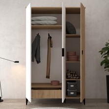 6303 Neva 3 Kapılı 200 cm Gizli Çekmeceli Gardırop , Elbise Dolabı , Genç Odası