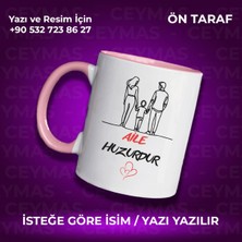 Kişiye Özel Isimli Aile Huzurdur Baskılı Hediyelik Renkli Kupa Bardak