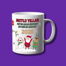 Kişiye Özel Yeni Yıl Tasarımlı Mesaj Alanlı Baskılı Hediye Eko Kupa Bardak