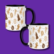 Yılbaşı Tasarımlı Kişiye Özel Isim Baskılı Içi ve Kulbu Siyah Kupa Bardak