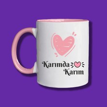 Kişiye Özel Karımda Karım Tasarımlı Isim Yazı Yazılabilir Renkli Kupa Bardak