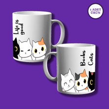 Kişiye Özel Dört Kedi Tasarımlı 2 Model ve Çiftyön Baskılı Renkli Kupa Bardak
