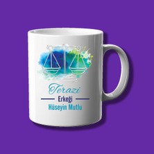 Kişiye Özel Astroloji Tasarımlı Terazi Erkeği Baskılı Isimli Kupa Bardak