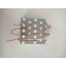 4lü Gold Renk Zincir Şık Bileklik Set