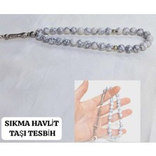 Sıkma Havlit Taşı Beyaz Tesbih Hediyelik Aksesuar Bijuteri Tesbih