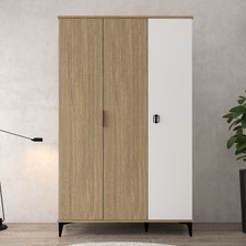 6304 Neva 3 Kapılı 200 cm Gizli Çekmeceli Gardırop , Elbise Dolabı , Genç Odası