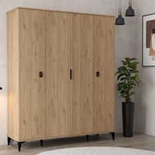 6401 Neva 4 Kapılı 200 cm Gizli Çekmeceli Gardırop , Elbise Dolabı , Genç Odası