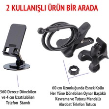 Upway Katlanabilir  Masaüstü Telefon Standı ve Esnek Kollu Mandallı Akrobat Telefon Tutucu