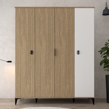 6404 Neva 4 Kapılı 200 cm Gizli Çekmeceli Gardırop , Elbise Dolabı , Genç Odası