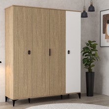 6404 Neva 4 Kapılı 200 cm Gizli Çekmeceli Gardırop , Elbise Dolabı , Genç Odası