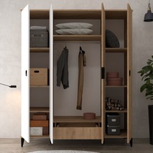 6403 Neva 4 Kapılı 200 cm Gizli Çekmeceli Gardırop , Elbise Dolabı , Genç Odası