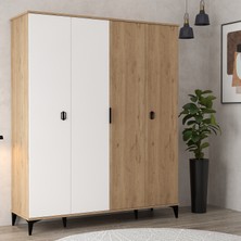 6403 Neva 4 Kapılı 200 cm Gizli Çekmeceli Gardırop , Elbise Dolabı , Genç Odası