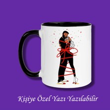 Sevgili ve Çiftlere Özel Birbirine Bağlı Sevgili Tasarımlı Çiftyön Baskılı Renkli Kupa Bardak
