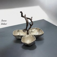 25X25 cm Döküm Aliminyum Gümüş 3'lü Ikramlık