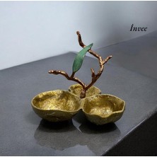 25X25 cm Döküm Aliminyum Gold Eskitme 3'lü Ikramlık