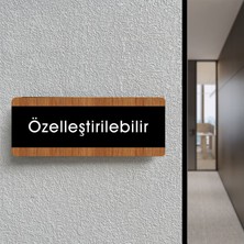 Ofis Departman Kapı Isimliği, Özelleştirilebilir 26X10CM - Siyah & Ceviz