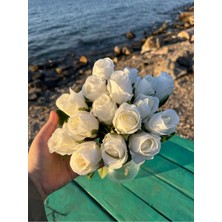 16LI Beyaz Gül Yapay Yüksek Kalite