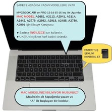 Macbook Kılıf M1-M2-M3-M4 Air Pro Klavye Koruyucu Ingilizce Baskılı (Uk-Eu) Touchıd'li A2681 A2941 A2442 A2485 ile Uyumlu Siyah