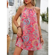 Aisha Elbise Kadın Omuzlardan Açık Boyundan Askılı Çok Renkli Dokuma Elbise