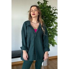 Yeni Sezon Kaliteli Şık Yumuşak Dokulu Uzun Kollu Basic Oversize Kadın Gömlek