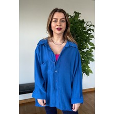 Yeni Sezon Kaliteli Şık Yumuşak Dokulu Uzun Kollu Basic Oversize Kadın Gömlek