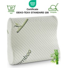 Rudu Bambu Kılıflı Medikal, Boyun Destekli Çift Taraflı Ortopedik Visco Visko Yastık 51X41X13-11CM 1350GR