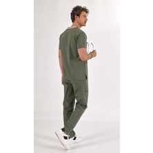 Uçak Medikal Erkek U-Flex Likralı Scrubs Takım Doktor & Hemşire Forması